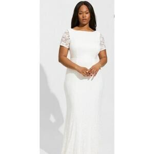 PLUS Size 18 | NWT | Women's Ivory Lace Fit & Flare Wedding Gown Dress